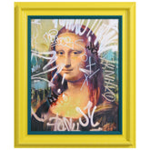 "Graffiti Mona Lisa" Chromatic Hand Painted Embellished Giclee Portrait Canvas Wall Art with Baroque Frame